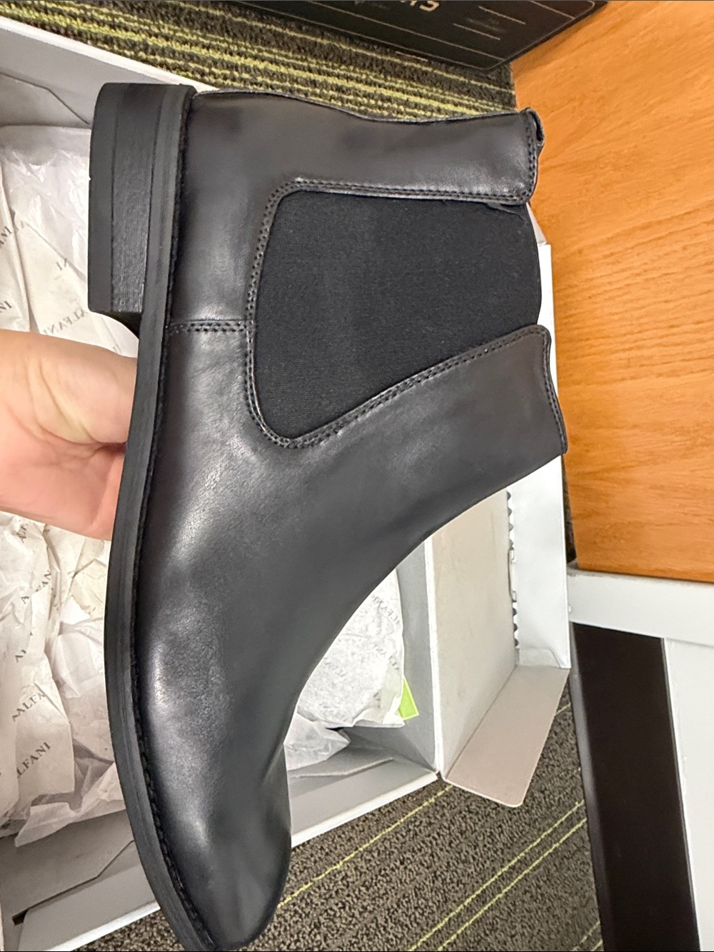 Alfani Black Leather Chelsea Boot for Men